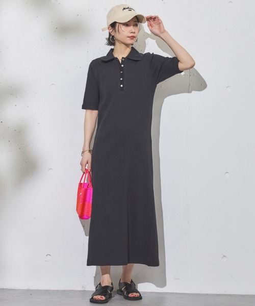 Doux archives（ドゥアルシーヴ）の「衿付カットリブワンピース（ワンピース・レディース・チャコールグレー/ブラック/グリーン系その他・FREE）」の20枚目の写真