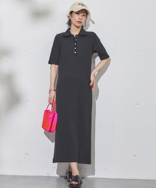 Doux archives（ドゥアルシーヴ）の「衿付カットリブワンピース（ワンピース・レディース・チャコールグレー/ブラック/グリーン系その他・FREE）」の21枚目の写真