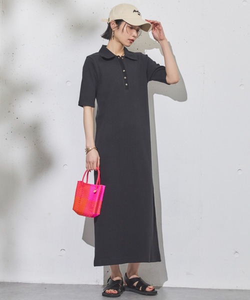 Doux archives（ドゥアルシーヴ）の「衿付カットリブワンピース（ワンピース・レディース・チャコールグレー/ブラック/グリーン系その他・FREE）」の22枚目の写真