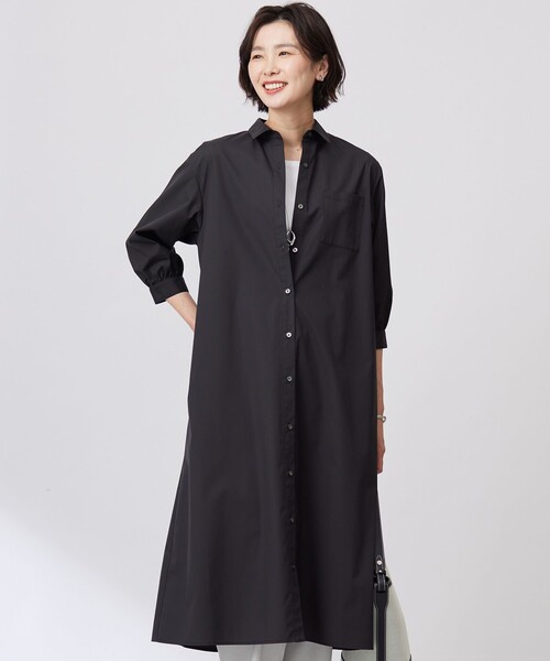 J.PRESS(ジェイプレス)の「【洗える・接触冷感・UVケア】エステネージュ シャツ ワンピース(シャツワンピース・レディース・ネイビー系1/ブラック系/ブルー系1・9/11)」の2枚目の写真