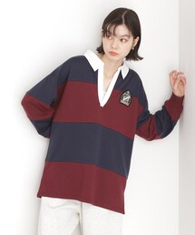 ラガーシャツ 長袖」に該当するブルー・ネイビー/青色系の