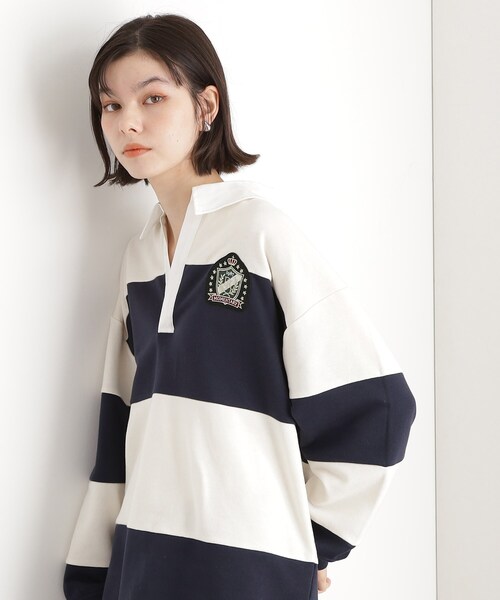 THE SHOP TK （ザ ショップ ティーケー ）の「ラガーシャツ/洗濯機OK（Tシャツ/カットソー・レディース・ホワイト系7/ネイビー系4・99）」の3枚目の写真