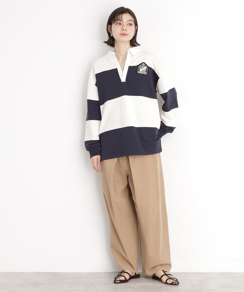 THE SHOP TK （ザ ショップ ティーケー ）の「ラガーシャツ/洗濯機OK（Tシャツ/カットソー・レディース・ホワイト系7/ネイビー系4・99）」の4枚目の写真