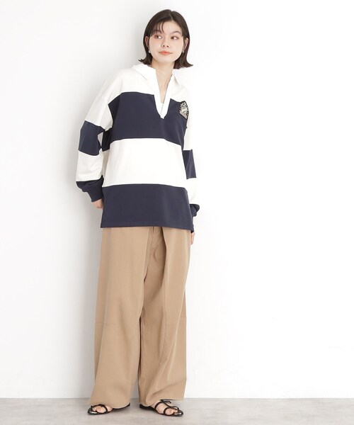 THE SHOP TK （ザ ショップ ティーケー ）の「ラガーシャツ/洗濯機OK（Tシャツ/カットソー・レディース・ホワイト系7/ネイビー系4・99）」の5枚目の写真