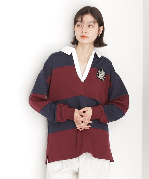 THE SHOP TK （ザ ショップ ティーケー ）の「ラガーシャツ/洗濯機OK（Tシャツ/カットソー・レディース・ホワイト系7/ネイビー系4・99）」の7枚目の写真