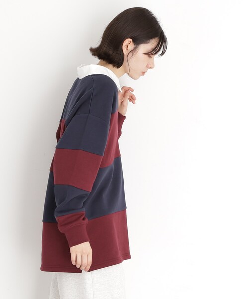 THE SHOP TK （ザ ショップ ティーケー ）の「ラガーシャツ/洗濯機OK（Tシャツ/カットソー・レディース・ホワイト系7/ネイビー系4・99）」の8枚目の写真