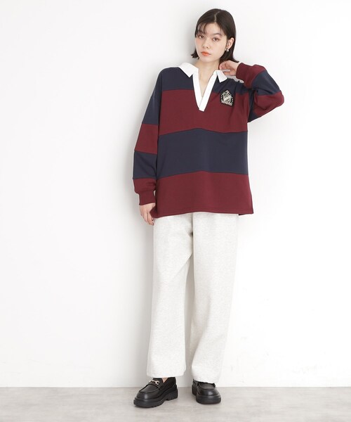 THE SHOP TK （ザ ショップ ティーケー ）の「ラガーシャツ/洗濯機OK（Tシャツ/カットソー・レディース・ホワイト系7/ネイビー系4・99）」の9枚目の写真