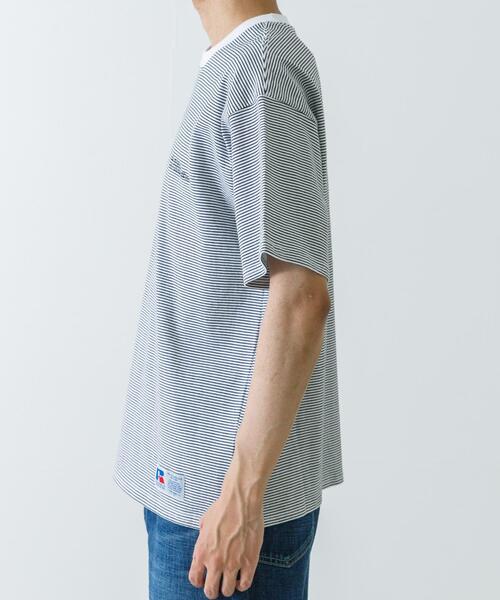 Russell Athletic(ラッセルアスレティック)の「『別注』RUSSELL ATHLETIC×UR BORDER SHORT-SLEEVE TEE(Tシャツ/カットソー・メンズ・ホワイト/ネイビー/ブラック・MEDIUM/LARGE)」の5枚目の写真