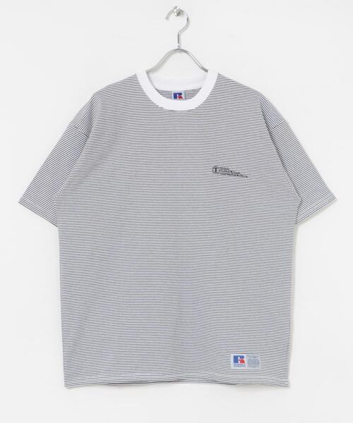 Russell Athletic(ラッセルアスレティック)の「『別注』RUSSELL ATHLETIC×UR BORDER SHORT-SLEEVE TEE(Tシャツ/カットソー・メンズ・ホワイト/ネイビー/ブラック・MEDIUM/LARGE)」の7枚目の写真