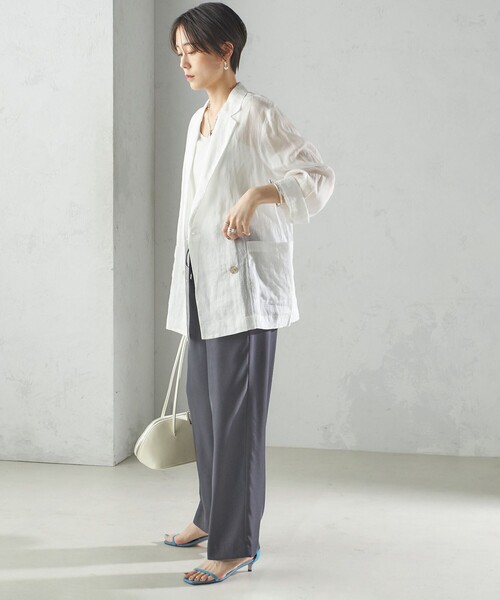 SHIPS(シップス)の「〈手洗い可能〉キュプラ混 ツイル ポケット パンツ(その他パンツ・レディース・ライトカーキ/ダークグレー・36/38)」の6枚目の写真