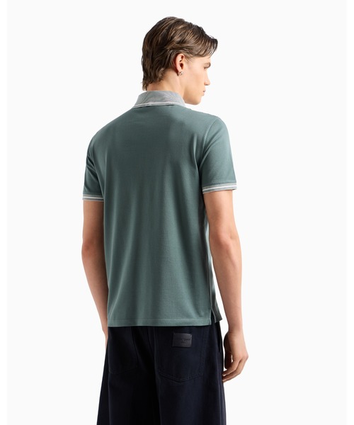 EMPORIO ARMANI(エンポリオアルマーニ)の「【エンポリオ アルマーニ】ポロシャツ ピケ パイプドカラー(ポロシャツ・メンズ・ホワイト×ネイビー/セージグリーン/ブラック系その他・LARGE/MEDIUM/SMALL/X-LARGE/X-SMALL/XX-LARGE)」の4枚目の写真