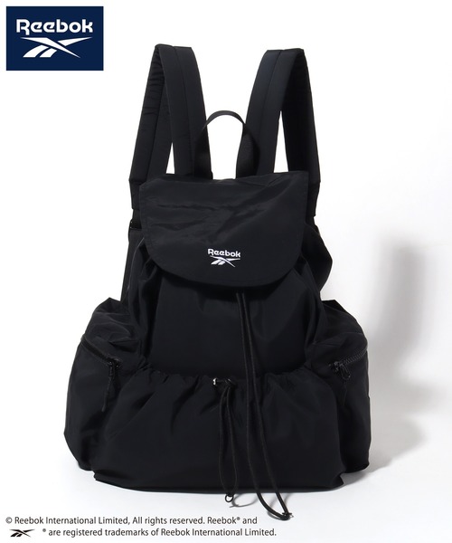 Triomphe 黒いフラップ式リュック セール】【Reebok/リーボック】ドローストリング フラップリュック