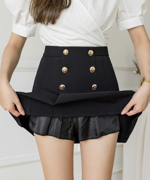 SEU（エスイーユー）の「ハイウエスト プリーツミニスカート フレアミニスカート 台形スカート 裏地付き 韓国（スカート・レディース・グレー/ホワイト/ブラック/ブラウン・L/M）」の12枚目の写真