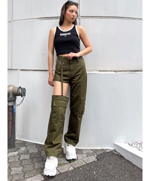 GYDA（ジェイダ）の「SIDE CUTデザインカーゴカラーワイドパンツ（その他パンツ・レディース・カーキ/スカイブルー/ブラック・MEDIUM/SMALL）」の4枚目の写真