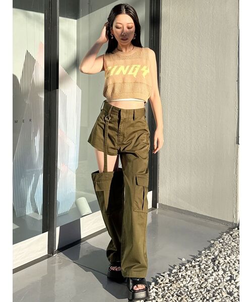 GYDA（ジェイダ）の「SIDE CUTデザインカーゴカラーワイドパンツ（その他パンツ・レディース・カーキ/スカイブルー/ブラック・MEDIUM/SMALL）」の5枚目の写真