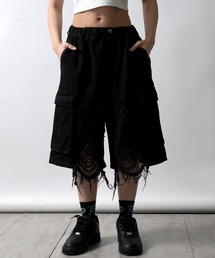 damage wide cargo bermuda shorts/ダメージ ワイド カーゴ  バミューダショーツ