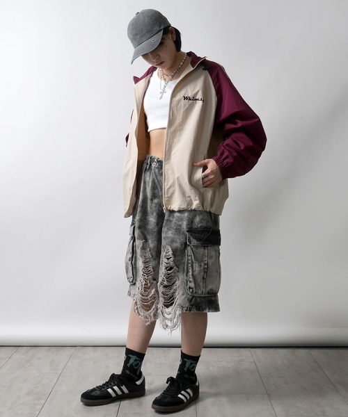 Starting Over（スターティングオーバー）の「damage wide cargo bermuda shorts/ダメージ ワイド カーゴ  バミューダショーツ（カーゴパンツ・メンズ・ブラック/グレー・L/M）」の9枚目の写真