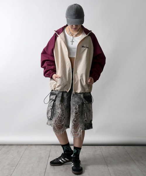 Starting Over（スターティングオーバー）の「damage wide cargo bermuda shorts/ダメージ ワイド カーゴ  バミューダショーツ（カーゴパンツ・メンズ・ブラック/グレー・L/M）」の10枚目の写真