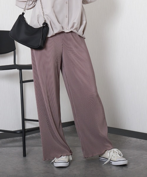 libelle more(リベル モア)の「<美脚>セミワイドパンツ プリーツパンツ【無地】(その他パンツ・レディース・アイボリー/ミント/ラベンダー/チャコール/グレイッシュベージュ/ブラック・M)」の6枚目の写真