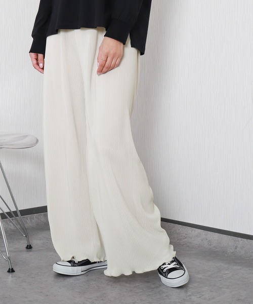 libelle more(リベル モア)の「<美脚>セミワイドパンツ プリーツパンツ【無地】(その他パンツ・レディース・アイボリー/ミント/ラベンダー/チャコール/グレイッシュベージュ/ブラック・M)」の10枚目の写真