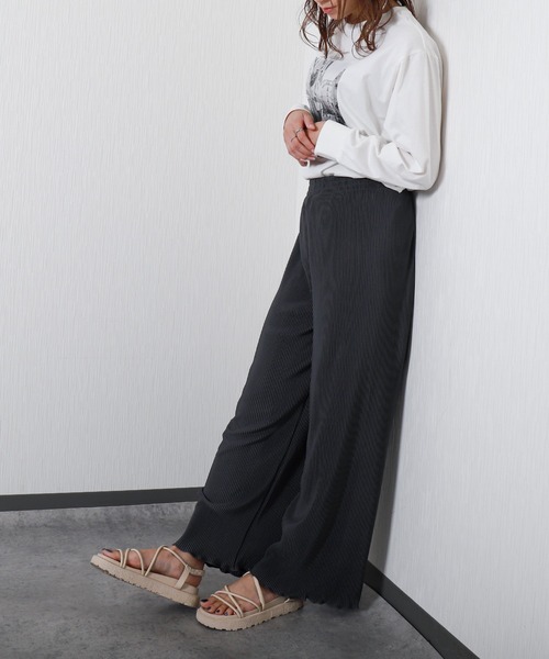 libelle more(リベル モア)の「<美脚>セミワイドパンツ プリーツパンツ【無地】(その他パンツ・レディース・アイボリー/ミント/ラベンダー/チャコール/グレイッシュベージュ/ブラック・M)」の22枚目の写真