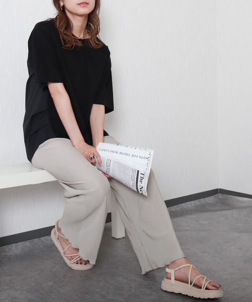 libelle more(リベル モア)の「<美脚>セミワイドパンツ プリーツパンツ【無地】(その他パンツ・レディース・アイボリー/ミント/ラベンダー/チャコール/グレイッシュベージュ/ブラック・M)」の21枚目の写真