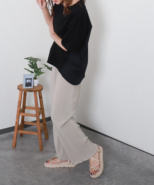 libelle more(リベル モア)の「<美脚>セミワイドパンツ プリーツパンツ【無地】(その他パンツ・レディース・アイボリー/ミント/ラベンダー/チャコール/グレイッシュベージュ/ブラック・M)」の19枚目の写真