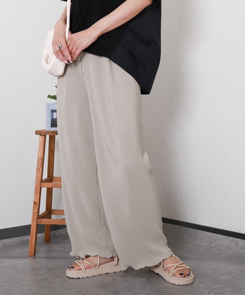 libelle more(リベル モア)の「<美脚>セミワイドパンツ プリーツパンツ【無地】(その他パンツ・レディース・アイボリー/ミント/ラベンダー/チャコール/グレイッシュベージュ/ブラック・M)」の16枚目の写真