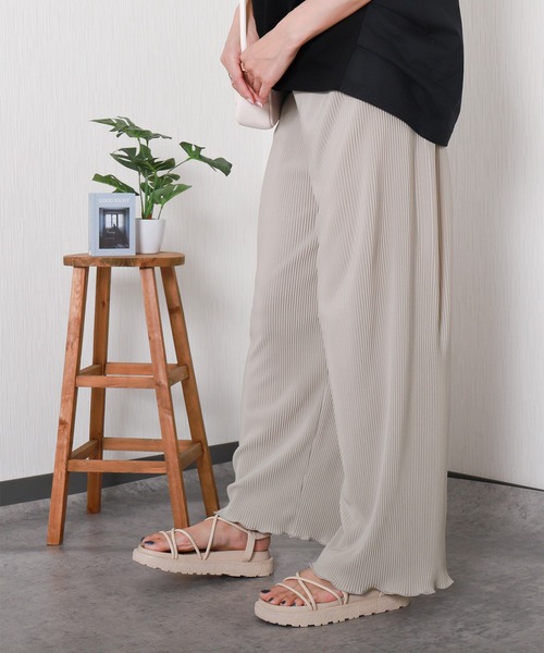 libelle more(リベル モア)の「<美脚>セミワイドパンツ プリーツパンツ【無地】(その他パンツ・レディース・アイボリー/ミント/ラベンダー/チャコール/グレイッシュベージュ/ブラック・M)」の15枚目の写真