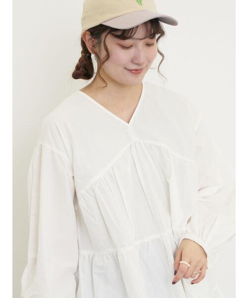 Samansa Mos2（サマンサ モスモス）の「ティアードVネックチュニック（シャツ/ブラウス・レディース・ブラック/ブルー/オフホワイト/ピンク・F）」の6枚目の写真