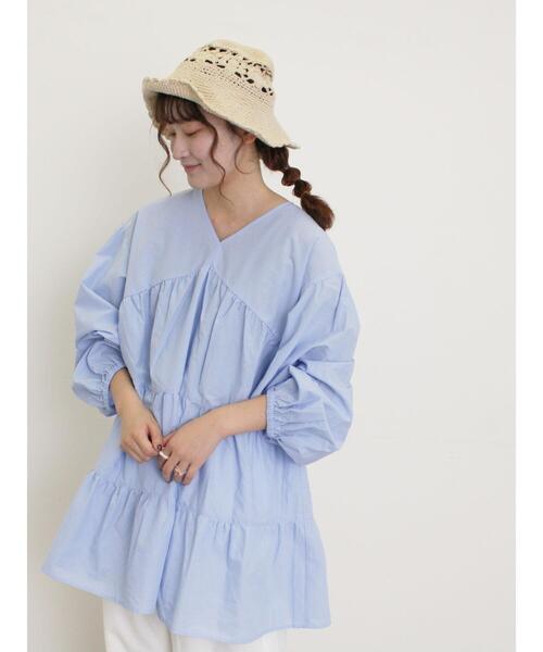 Samansa Mos2（サマンサ モスモス）の「ティアードVネックチュニック（シャツ/ブラウス・レディース・ブラック/ブルー/オフホワイト/ピンク・F）」の13枚目の写真