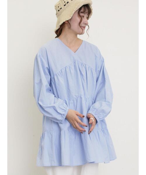 Samansa Mos2（サマンサ モスモス）の「ティアードVネックチュニック（シャツ/ブラウス・レディース・ブラック/ブルー/オフホワイト/ピンク・F）」の15枚目の写真