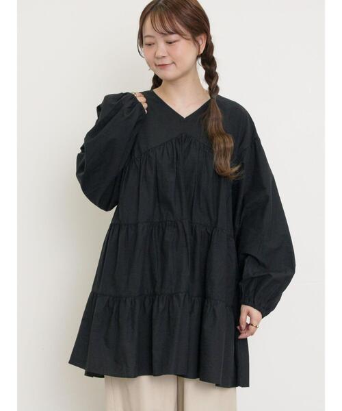Samansa Mos2（サマンサ モスモス）の「ティアードVネックチュニック（シャツ/ブラウス・レディース・ブラック/ブルー/オフホワイト/ピンク・F）」の20枚目の写真