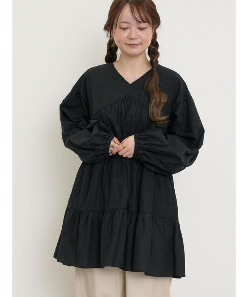 Samansa Mos2（サマンサ モスモス）の「ティアードVネックチュニック（シャツ/ブラウス・レディース・ブラック/ブルー/オフホワイト/ピンク・F）」の21枚目の写真