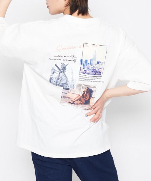 spiritoso(スピリトーゾ)の「【spiritoso】Sun Town Tシャツ(CP)(Tシャツ/カットソー・レディース・ホワイト/ブルー系/ラベンダー・F)」の20枚目の写真