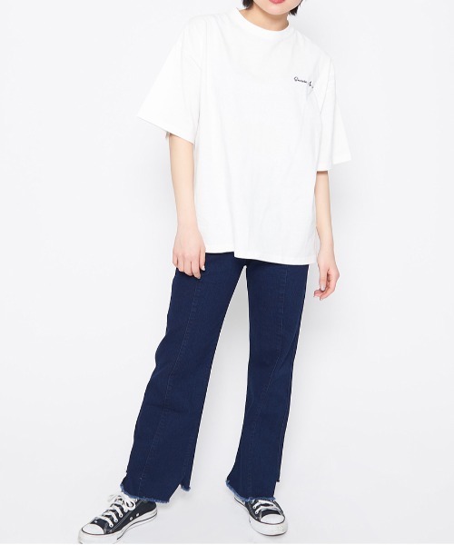 spiritoso(スピリトーゾ)の「【spiritoso】Sun Town Tシャツ(CP)(Tシャツ/カットソー・レディース・ホワイト/ブルー系/ラベンダー・F)」の17枚目の写真