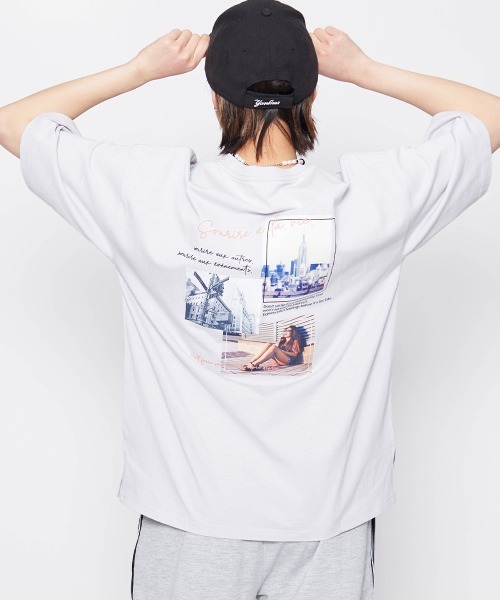 spiritoso(スピリトーゾ)の「【spiritoso】Sun Town Tシャツ(CP)(Tシャツ/カットソー・レディース・ホワイト/ブルー系/ラベンダー・F)」の15枚目の写真