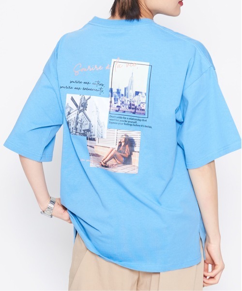 spiritoso(スピリトーゾ)の「【spiritoso】Sun Town Tシャツ(CP)(Tシャツ/カットソー・レディース・ホワイト/ブルー系/ラベンダー・F)」の11枚目の写真