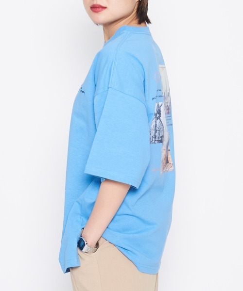 spiritoso(スピリトーゾ)の「【spiritoso】Sun Town Tシャツ(CP)(Tシャツ/カットソー・レディース・ホワイト/ブルー系/ラベンダー・F)」の7枚目の写真
