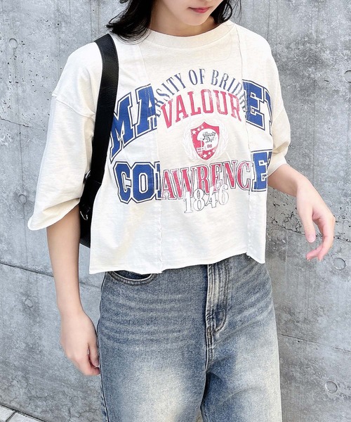 INGNI(イング)の「【WEB限定】リメイクビンテージTシャツ(Tシャツ/カットソー・レディース・モスグリーン系3/アイボリー/チャコールグレー・M)」の4枚目の写真
