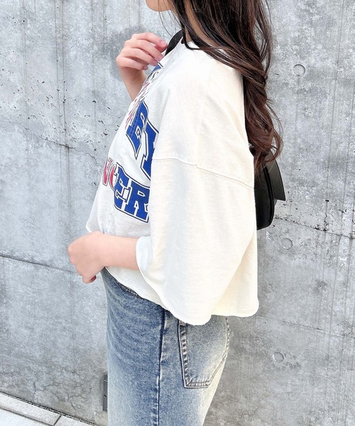 INGNI(イング)の「【WEB限定】リメイクビンテージTシャツ(Tシャツ/カットソー・レディース・モスグリーン系3/アイボリー/チャコールグレー・M)」の6枚目の写真