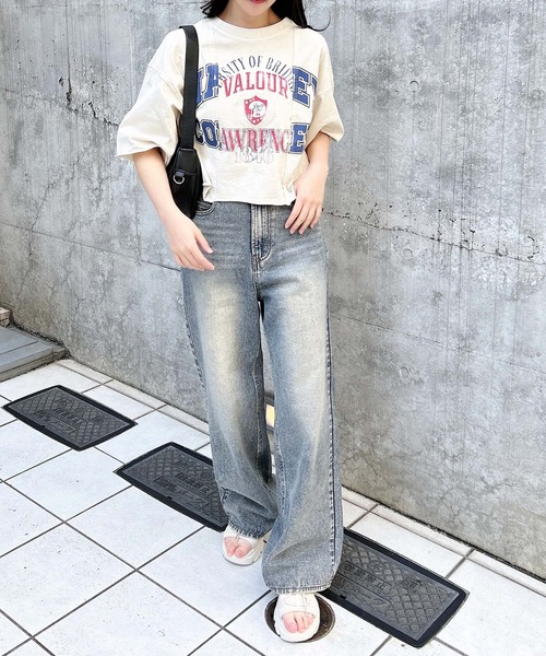 INGNI(イング)の「【WEB限定】リメイクビンテージTシャツ(Tシャツ/カットソー・レディース・モスグリーン系3/アイボリー/チャコールグレー・M)」の9枚目の写真