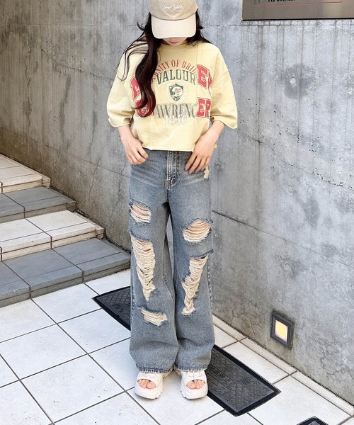 INGNI(イング)の「【WEB限定】リメイクビンテージTシャツ(Tシャツ/カットソー・レディース・モスグリーン系3/アイボリー/チャコールグレー・M)」の18枚目の写真