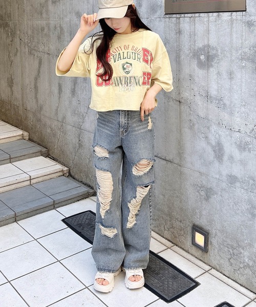 INGNI(イング)の「【WEB限定】リメイクビンテージTシャツ(Tシャツ/カットソー・レディース・モスグリーン系3/アイボリー/チャコールグレー・M)」の19枚目の写真