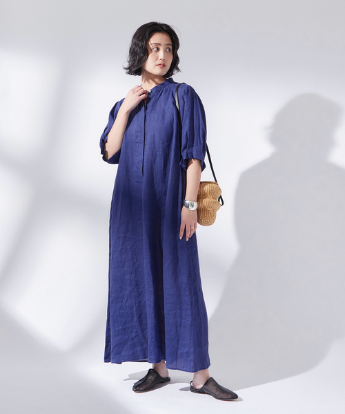 journal standard L'essage(ジャーナルスタンダードレサージュ)の「リネンタックスリーブワンピース(ワンピース・レディース・ブルー/ブラック/ブラウン・38/36)」の13枚目の写真