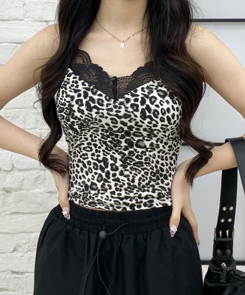 lilful(リルフル)の「【カップ付き】レオパード柄 レースキャミソール(キャミソール・レディース・ブラウン/グレー/ホワイト/ベージュ・F)」の12枚目の写真