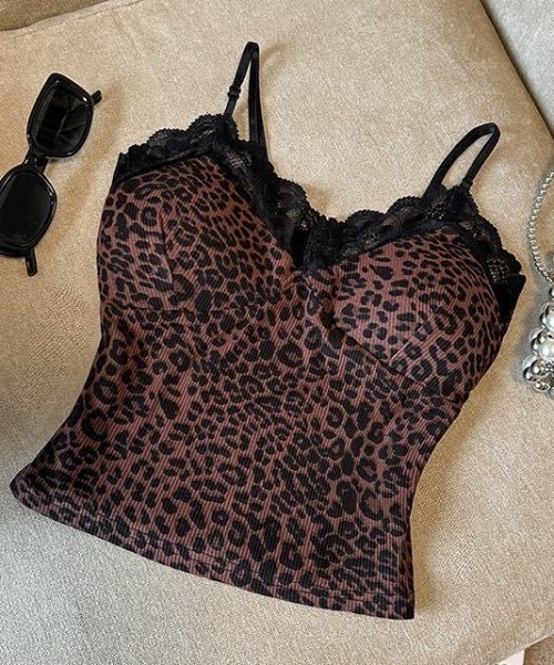 lilful(リルフル)の「【カップ付き】レオパード柄 レースキャミソール(キャミソール・レディース・ブラウン/グレー/ホワイト/ベージュ・F)」の20枚目の写真