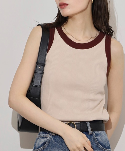 atONE(アットワン)の「ランダムリブタンクトップ(タンクトップ・レディース・ベージュ系4/ホワイト/ブラック/ベージュ系3・M/L/LL)」の4枚目の写真