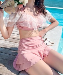オフショル フリル」に該当するピンク/桃色系のレディース