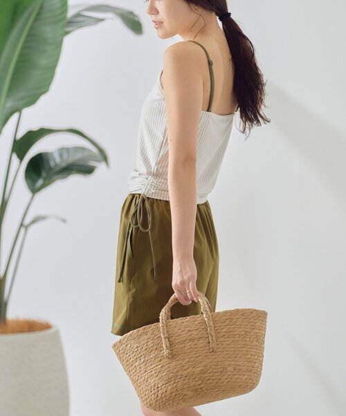 CIAOPANIC TYPY（チャオパニックティピー）の「【WEB限定】シャーリングサイドリボンストライプ水着3点セット（水着・レディース・ブラウン/オフホワイト/グレー・MEDIUM/LARGE/X-LARGE）」の7枚目の写真